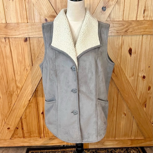 Denim & Co Gray and Cream Vest - Picture 10 of 10